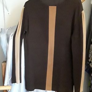 ToupY Paris tan and brown pleated top